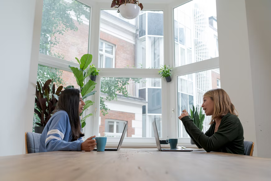 two women meeting