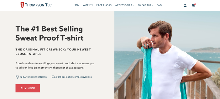 Example of website copy that converts from Thompson Tee