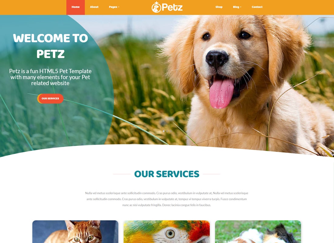 Petz - Tema veterinario y cuidado de mascotas