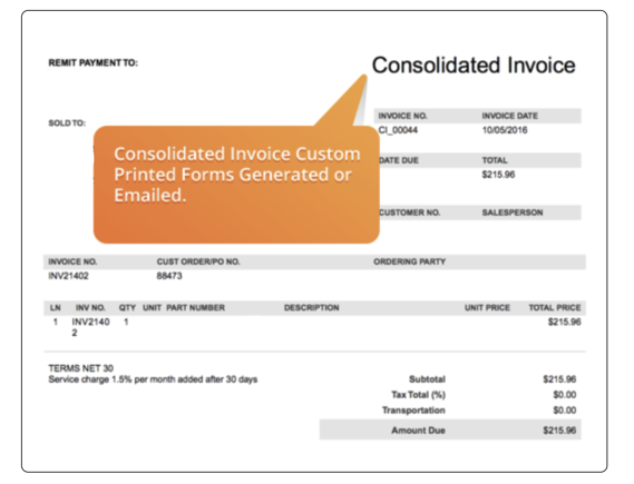 Sample consolidated invoice PDF that can be shared externally with clients, showing all relevant information from the consolidated invoice. 