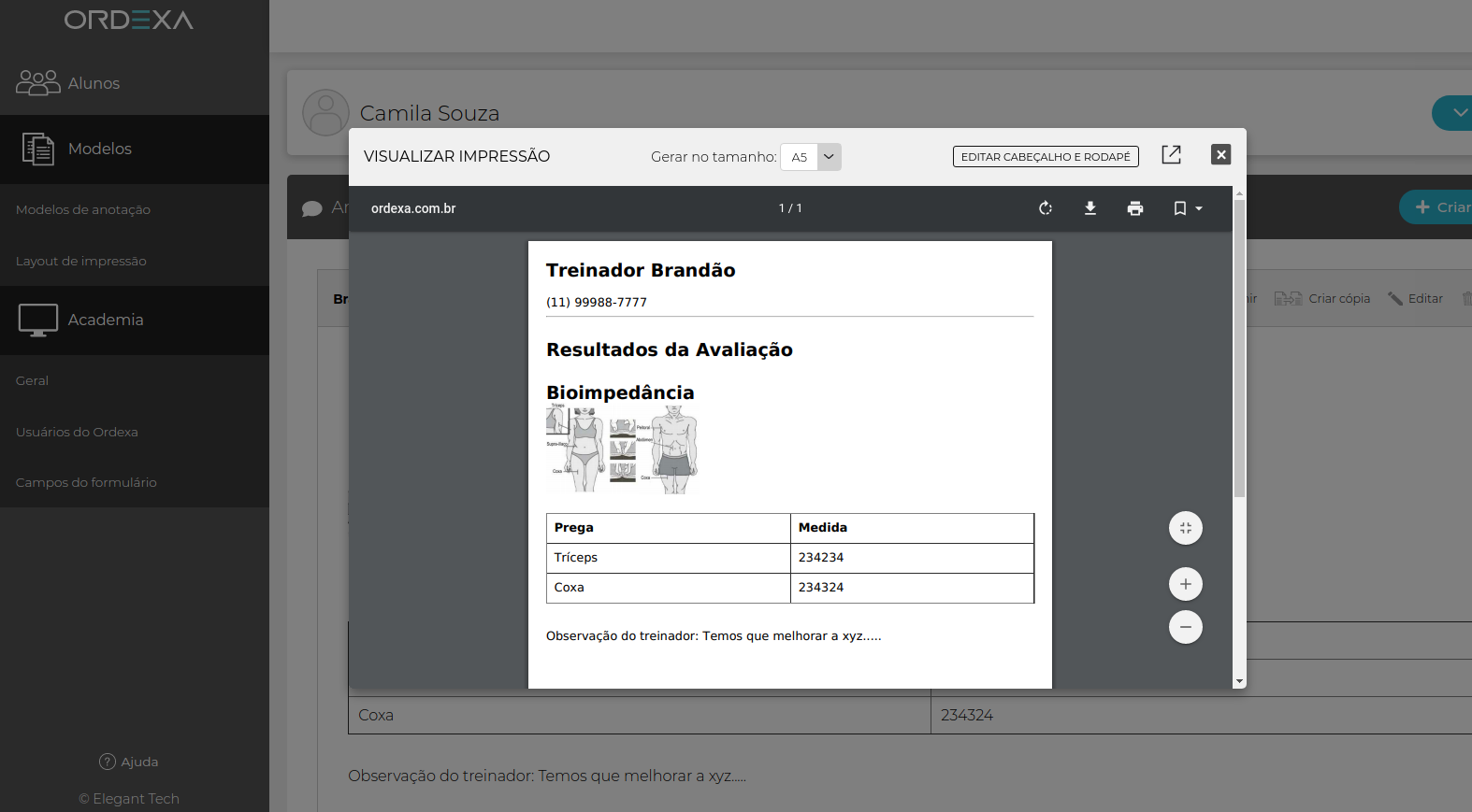 Ordexa - avaliação de personal trainer