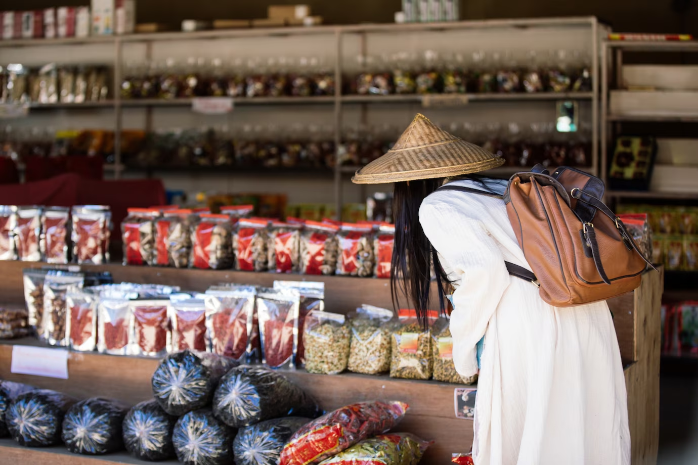 female tourists are walking shopping
