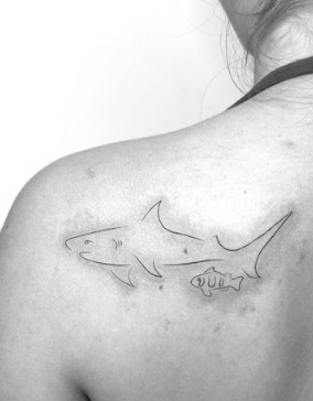 Outline Of A Nemo And Fantastic Shark Tattoo Better Shark Week