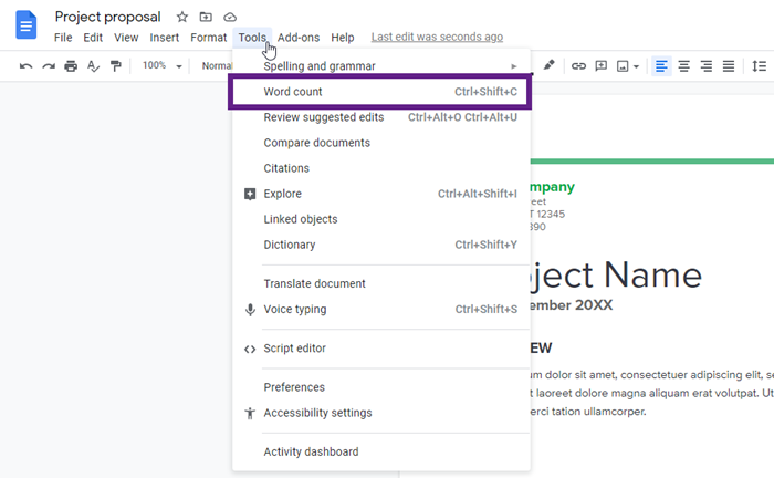 How to always show the word count in google docs workspace tips