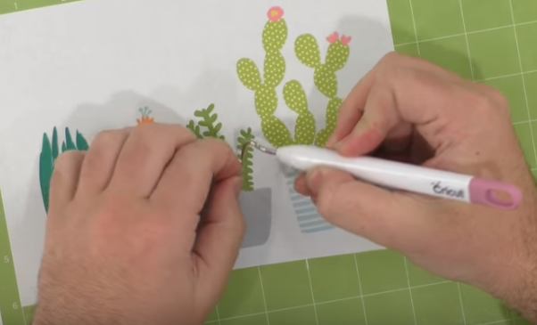 weeding cactus print then cut design