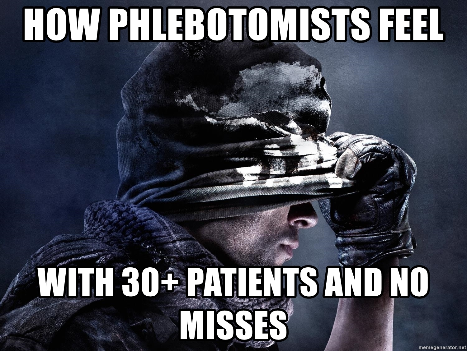 How phlebotomists feel with 30+ patients and no misses.