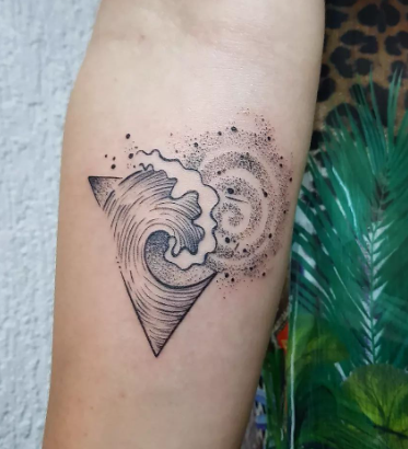 Cancerian Root And Wave In A Triangle Tattoo