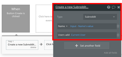 Bubble No Code Reddit Clone Create a Subreddit Workflow