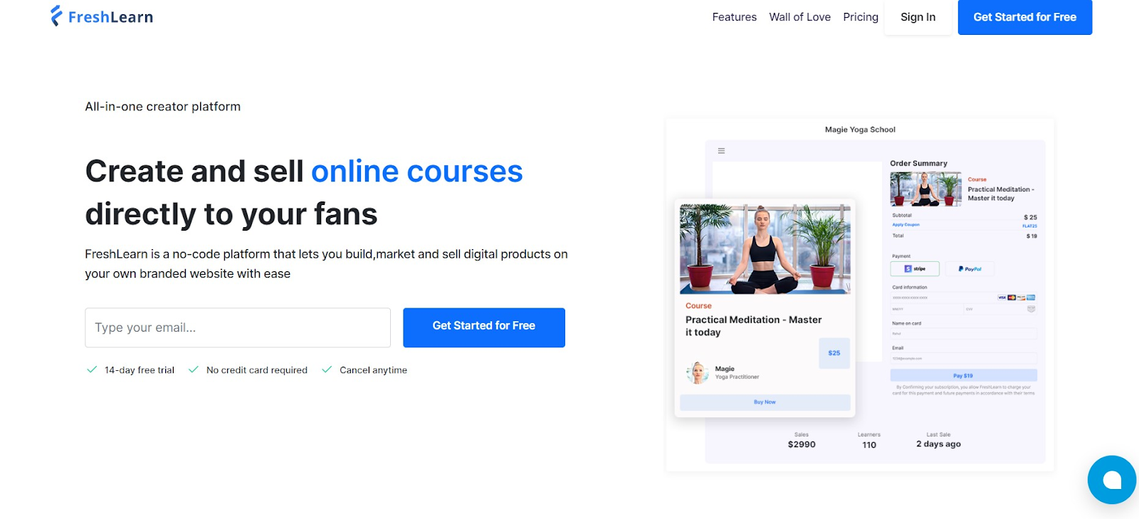 Sell online courses on FreshLearn