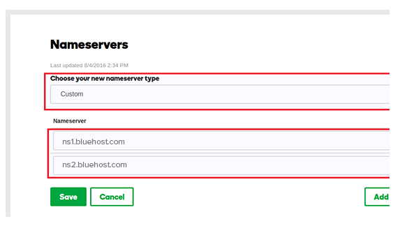 chọn loại nameservers mới