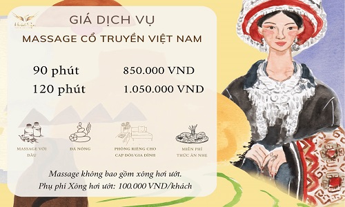 Bảng giá tham khảo dịch vụ massage cổ truyền Việt Nam tại Herbal Spa