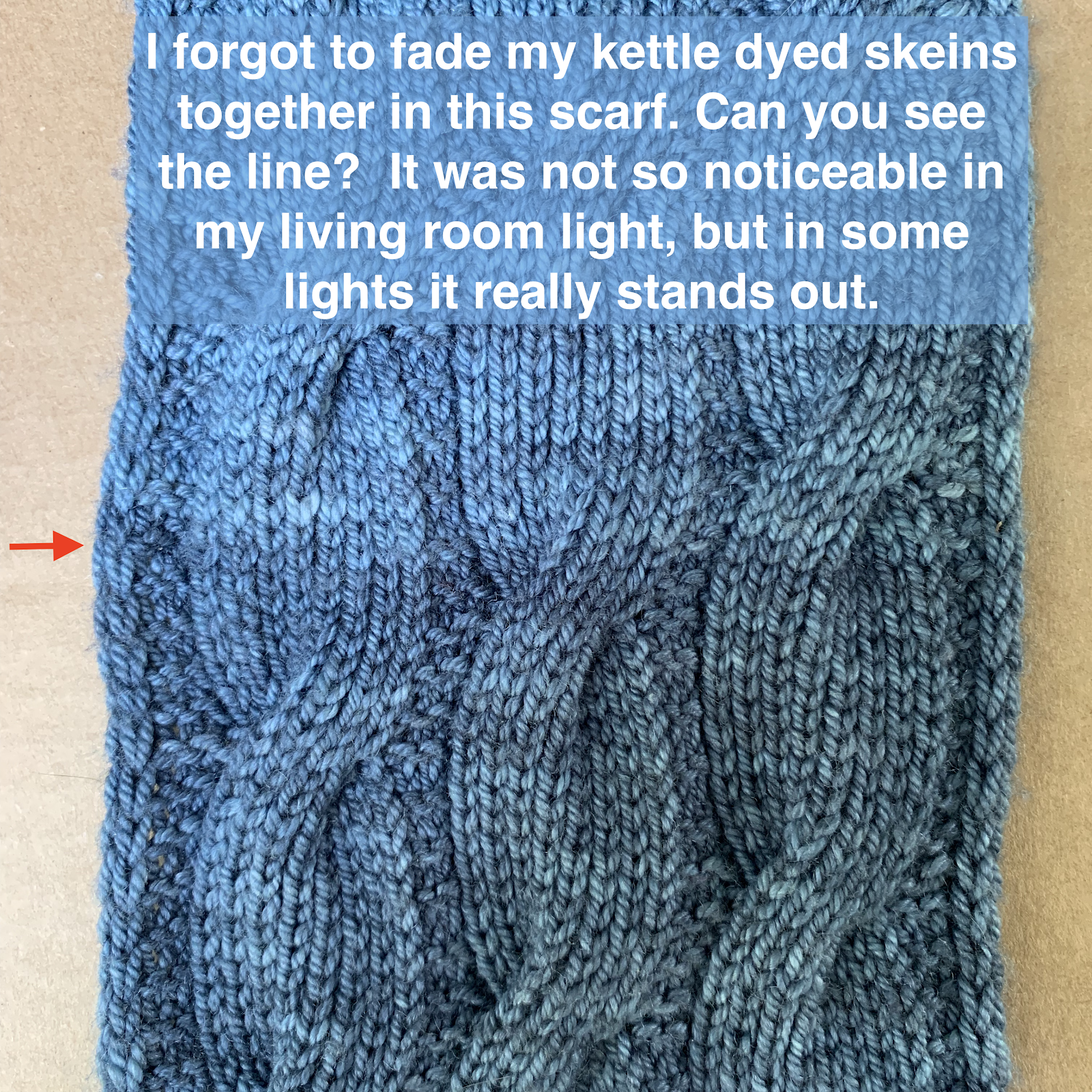 Kettle dyed yarn scarf