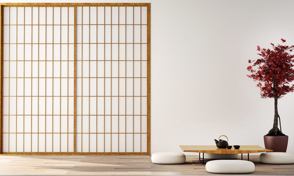 ใช้ประตูหน้าต่างที่แบบบานเลื่อนสไตล์ญี่ปุ่นที่ทำจากวัสดุธรรมชาติ