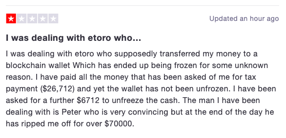 This person lost around $70,000 because of eToro's shady conditions