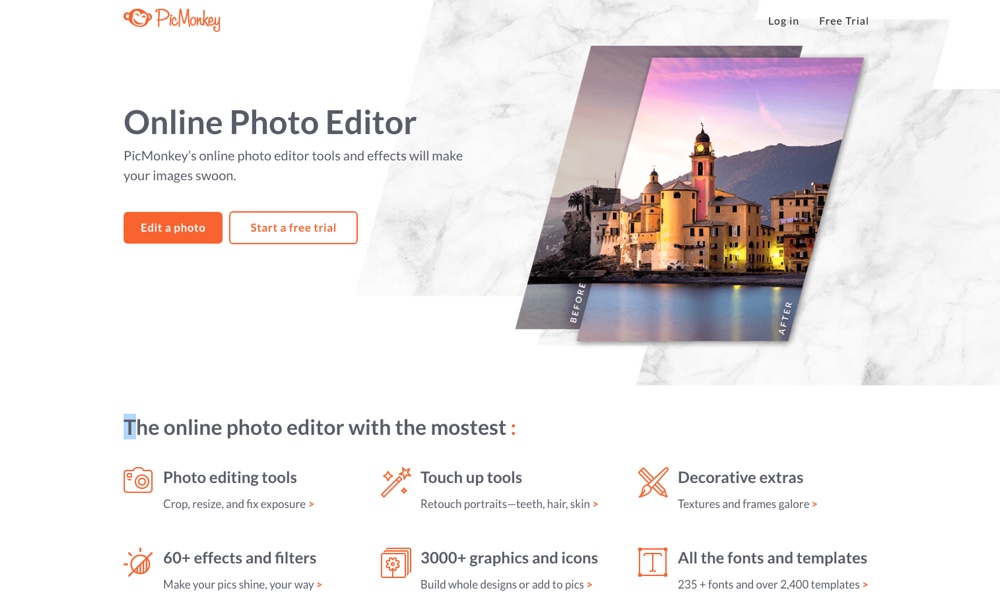 Editor de fotos online PicMonkey