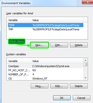 Way to set up environment variable 