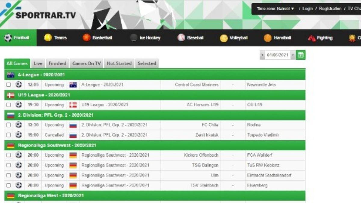 Live sports streams on sportrar.tv