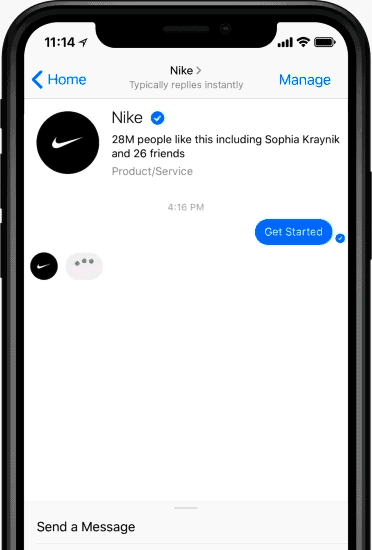 Image of Nike Chatbot on iPhone