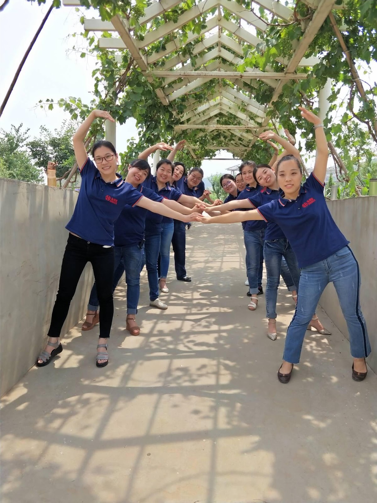 Under the grape frame