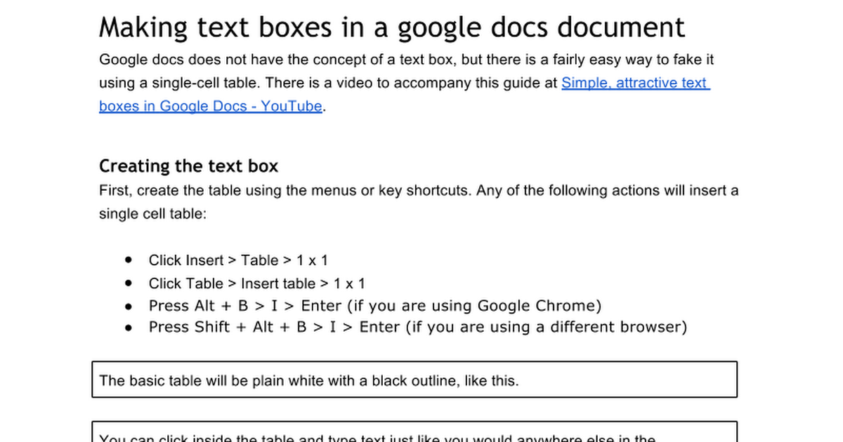 Text Boxes - Google Docs