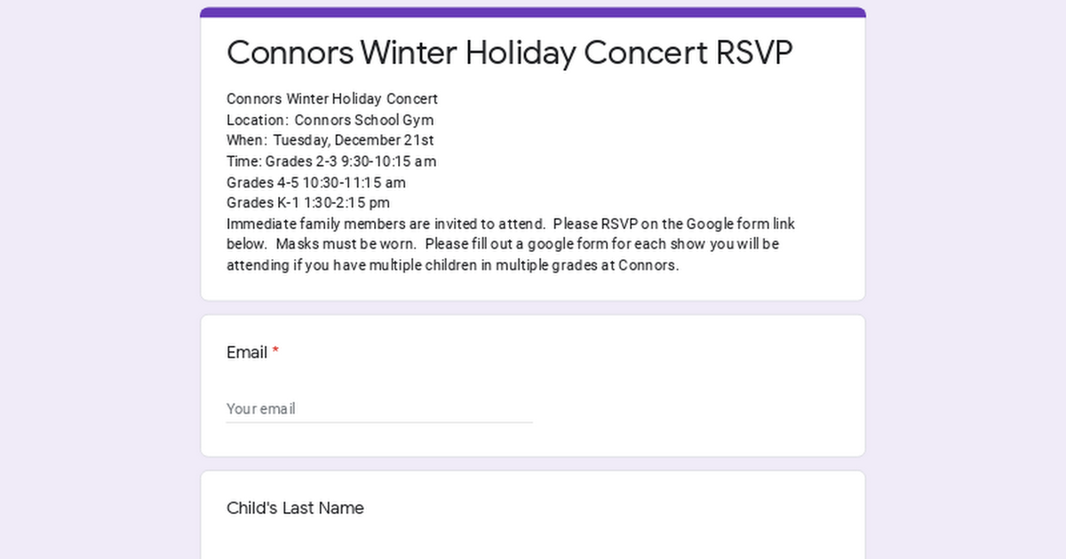Connors Winter Holiday Concert RSVP