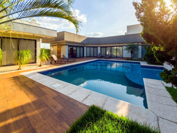 a pool at the backyard of an house in Lagos