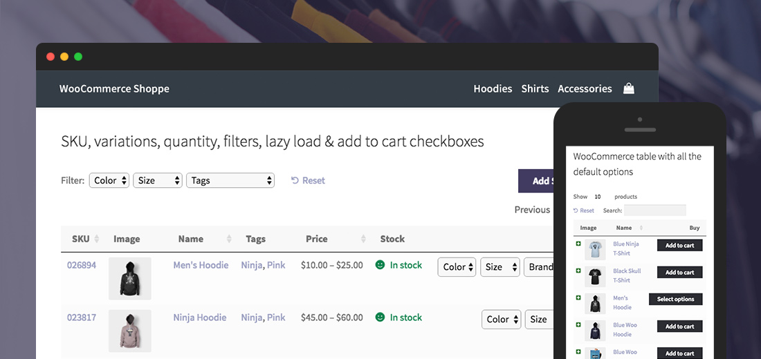 Tabela de produtos WooCommerce: responsivo