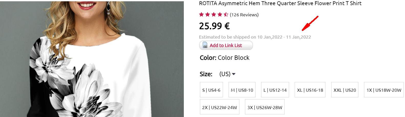 Rotita shipping details on every product pages