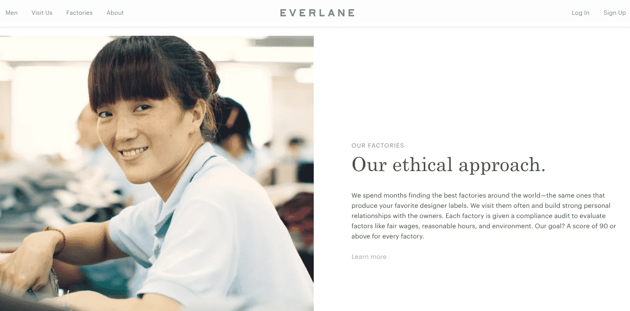 El enfoque ético de Everlane es parte de su imagen de marca.