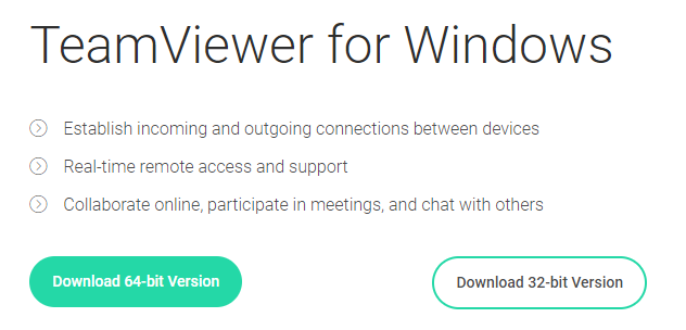 Download TeamViewer for Windows to fix Not Ready Please Check your Connection Error