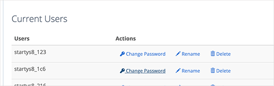 Changing database user password