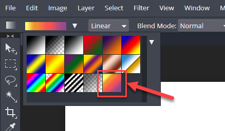 Image shows the saved gradient at the end of the gradients list
