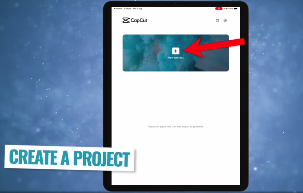 The first step in this CapCut app tutorial is to create a New project
