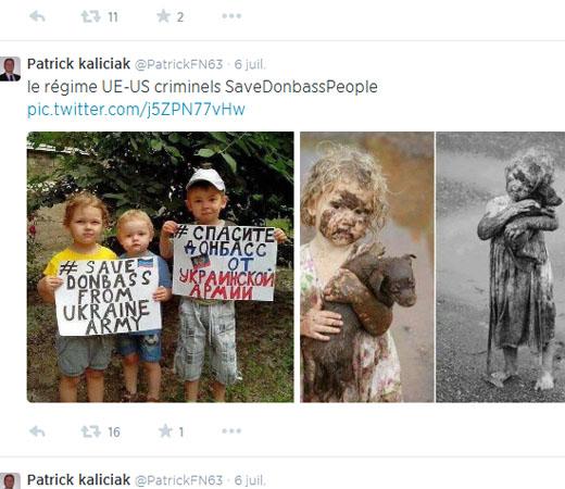 Tweet contenant des photos d'enfants reliées à la guerre en Ukraine