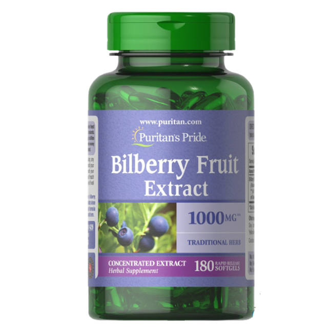 1. วิตามินบำรุงสายตา ตรา Puritan’s Pride  Bilberry Fruit Extract 1,000 mg