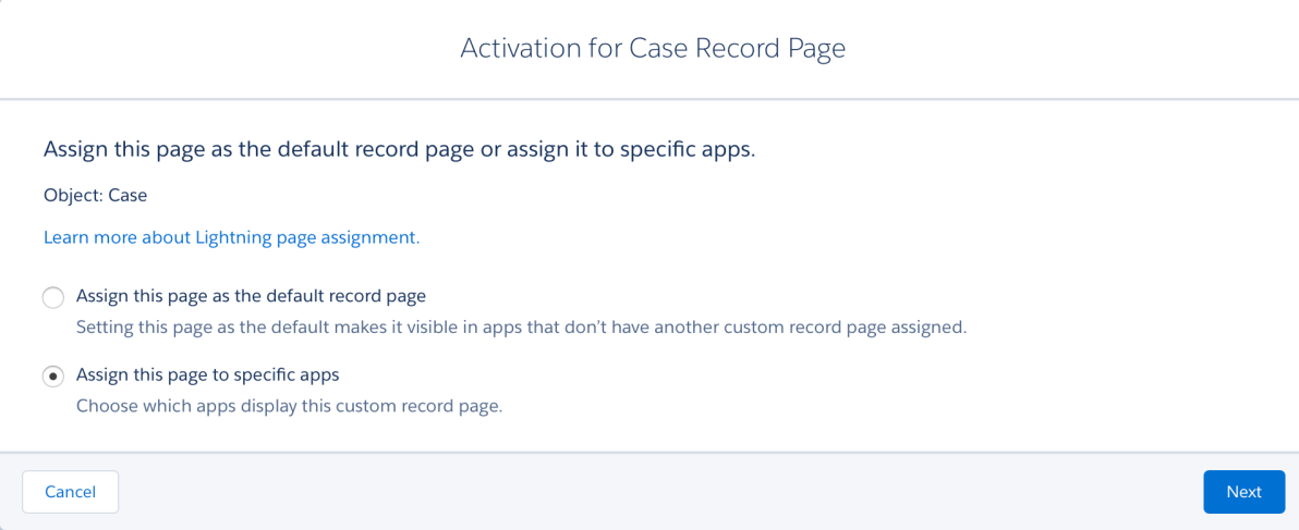Assign a Custom Record Page to Lightning Apps