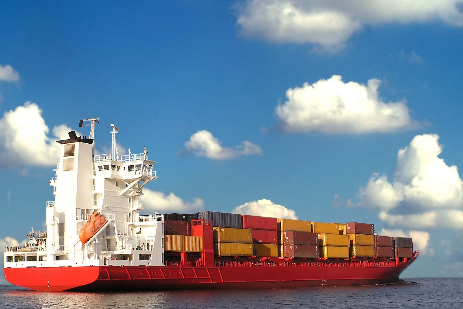 Large cargo ship transporting heavy cargo overseas 