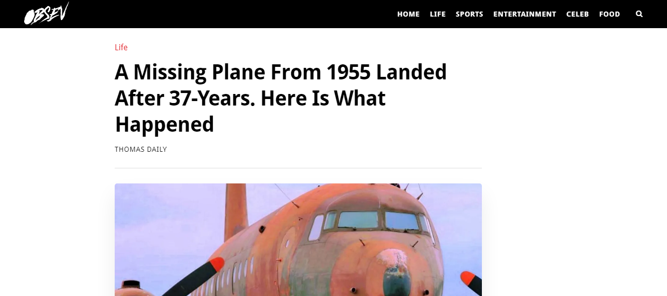 Myth A Missing Plane Landed after 37 Years Misbar