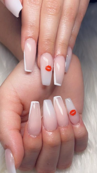 Valentine Kisses ombre nails