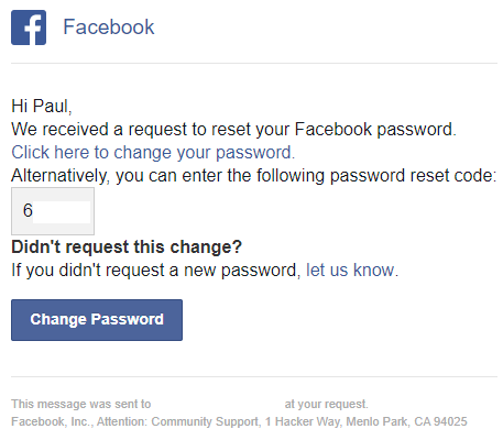 reset your password facebook