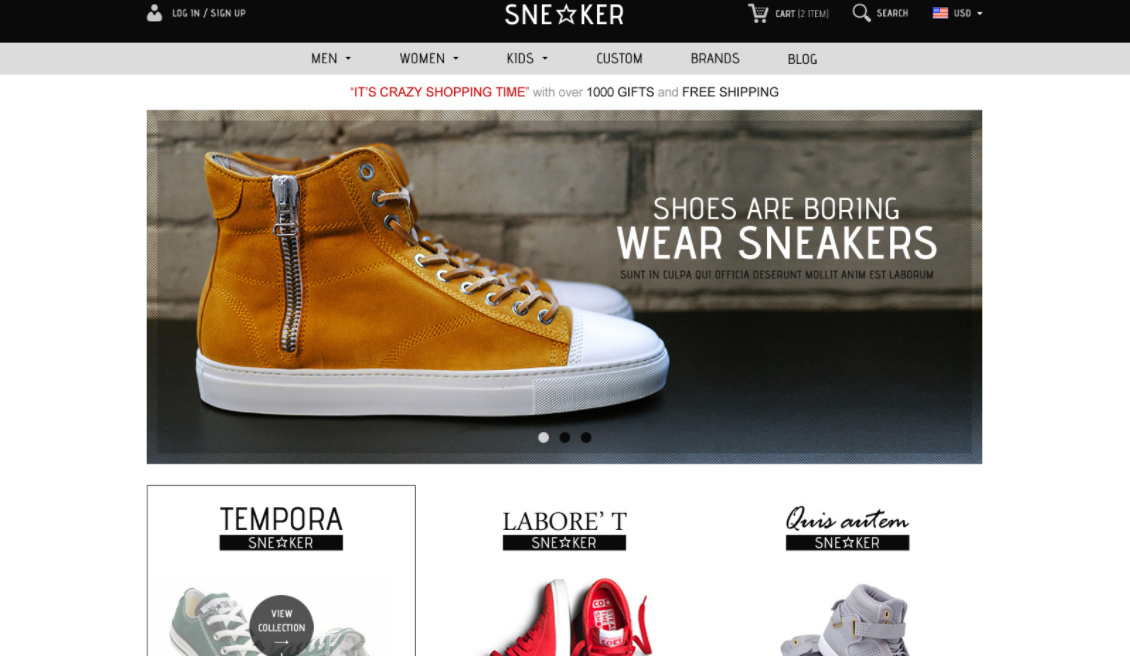 Opencart Fashion Shoes Store- Sneaker