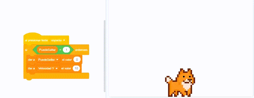 Cómo saltar en Scratch nivel intermedio. Salto con gravedad. Cómo programar la gravedad.