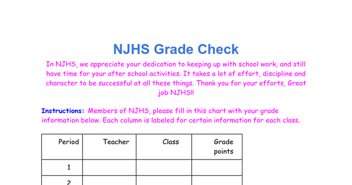 NJHS Grade Check