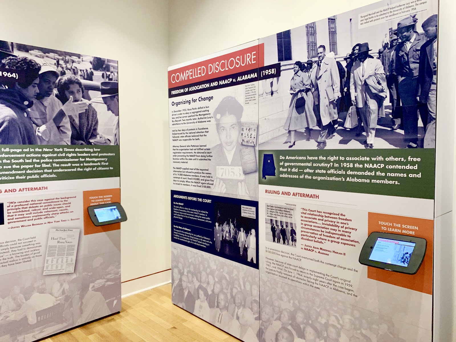 The traveling, interactive exhibit Alabama Justice: The Cases and Faces That Changed A Nation at the Vulcan Museum