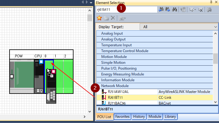 Mitsubishi#Using IQ-R RJ61BT11 as CCLink Master |