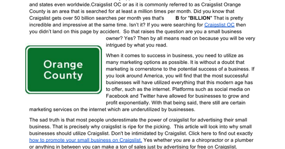 Craigslist OC - Craigslist Orange County - Google Docs