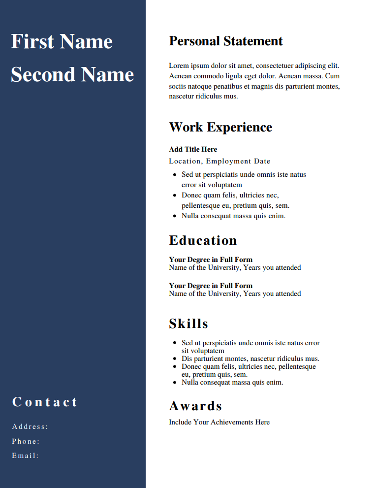 CV templates for managers