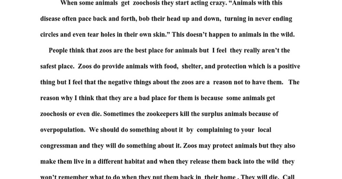 Zoos Are Bad! BY John