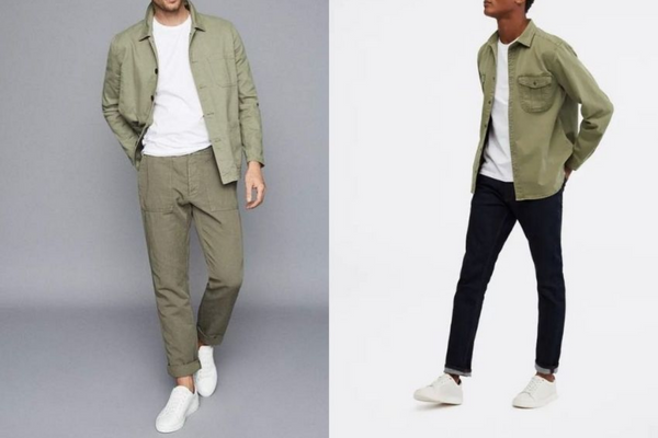 Phối áo sơ mi kaki nam với quần jean