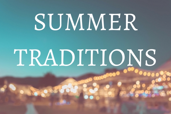 Summer Traditions text on faded summer background